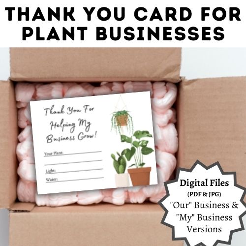 plant care thank you card