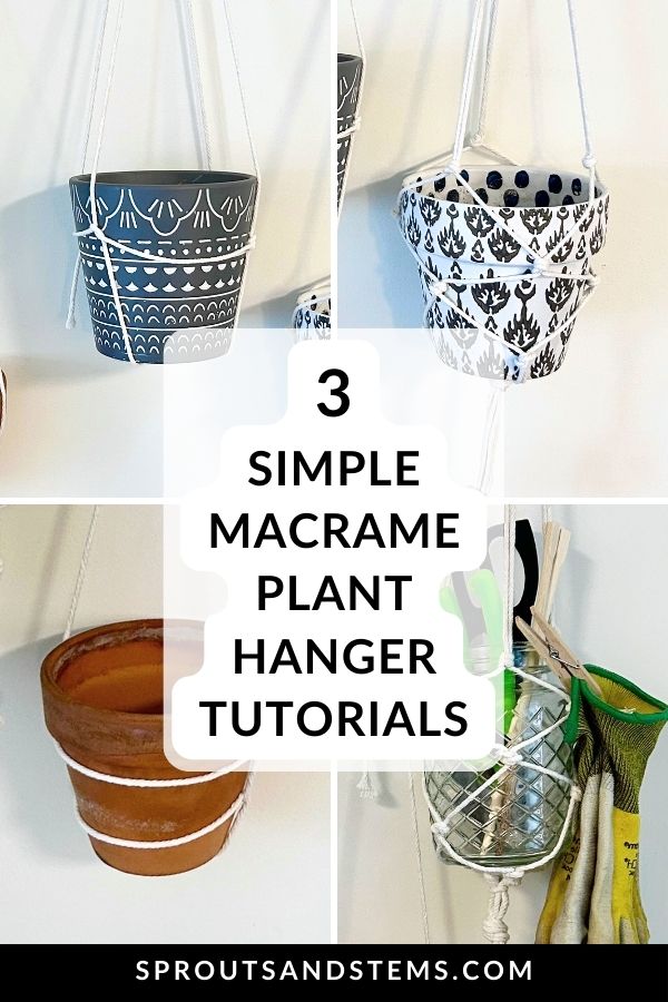 Pinterest pin with the text: 3 macrame plant hanger tutorials